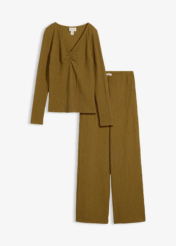 Topp og bukse i myk krepp (2-delt sett), bonprix