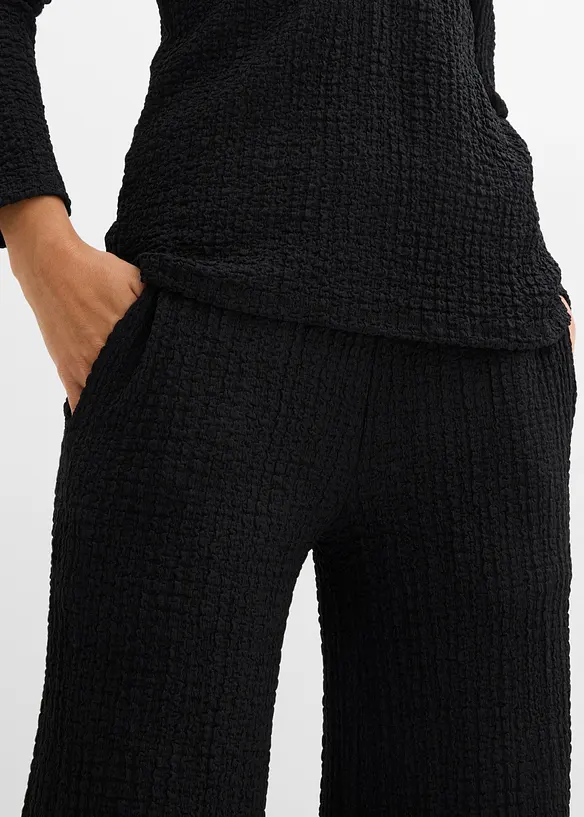 Topp og bukse i strukturert krepp (2-delt sett), bonprix