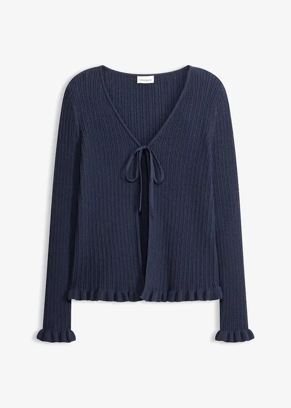 Finstrikket cardigan i bomullsmiks, bonprix