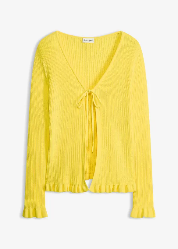 Finstrikket cardigan i bomullsmiks, bonprix