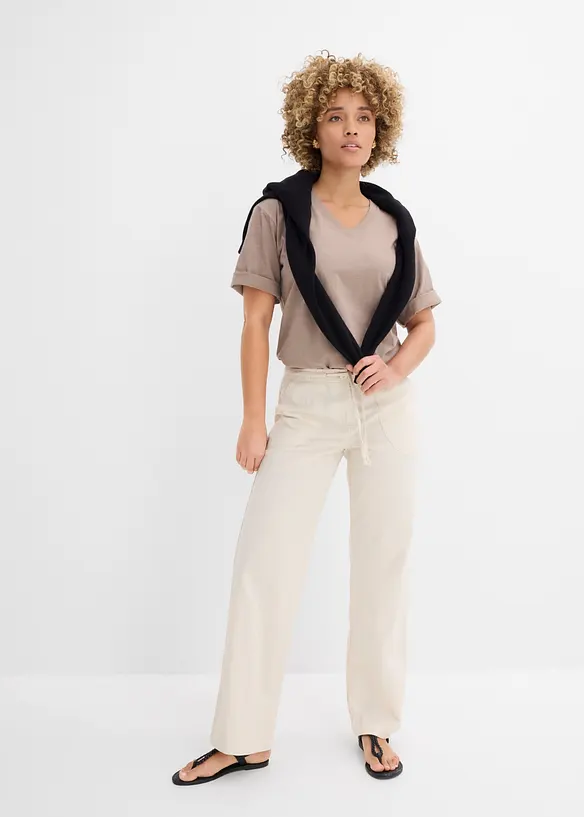 Boxy topp i flammegarn i 100% &oslash;kologisk bomull (2-pack), bonprix