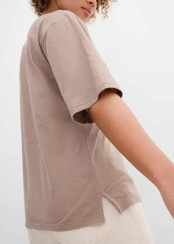 Boxy topp i flammegarn i 100% &oslash;kologisk bomull (2-pack), bonprix