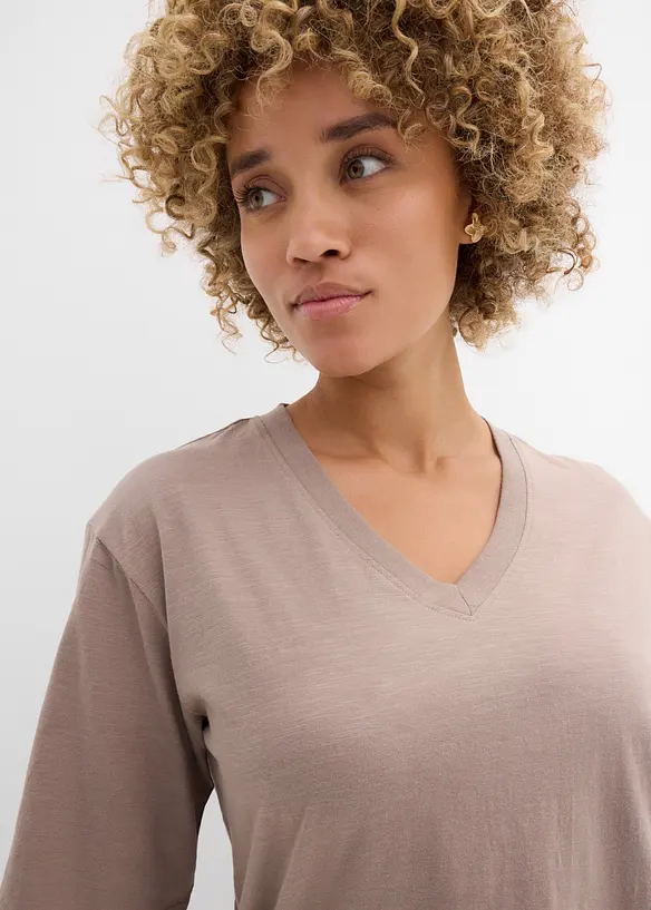 Boxy topp i flammegarn i 100% &oslash;kologisk bomull (2-pack), bonprix