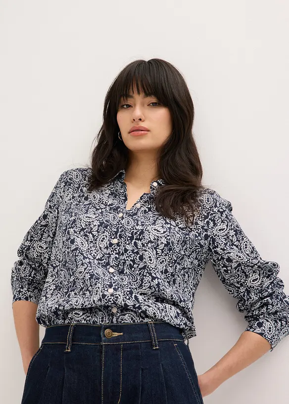 Skjorte i fin viskosemiks, bonprix