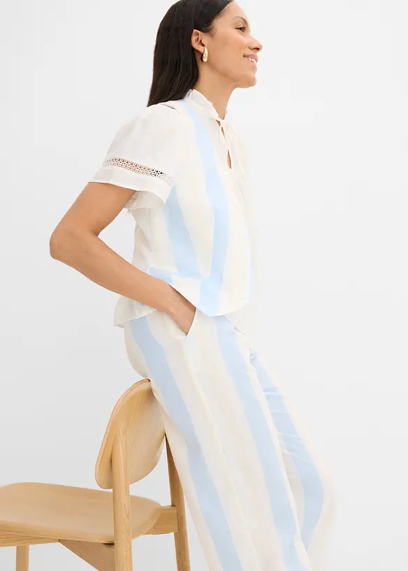 Vid bukse i linlook, bonprix