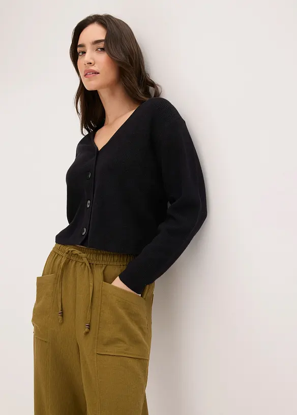 Avslappet bukse i strukturert viskosemiks, bonprix