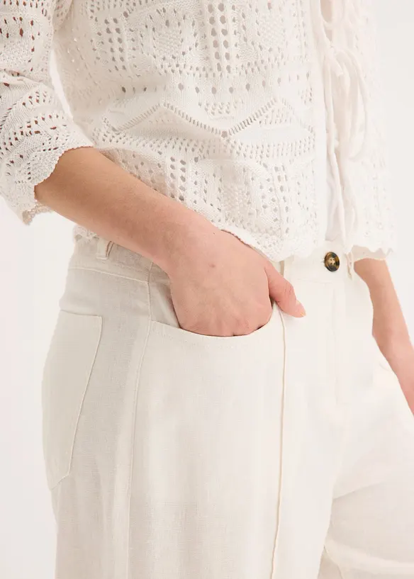 Culotte i lett linblanding med biser, bonprix