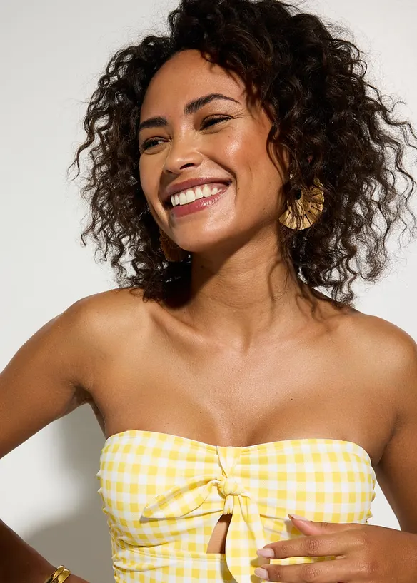 Bandeau-badedrakt med sl&oslash;yfe foran, bonprix