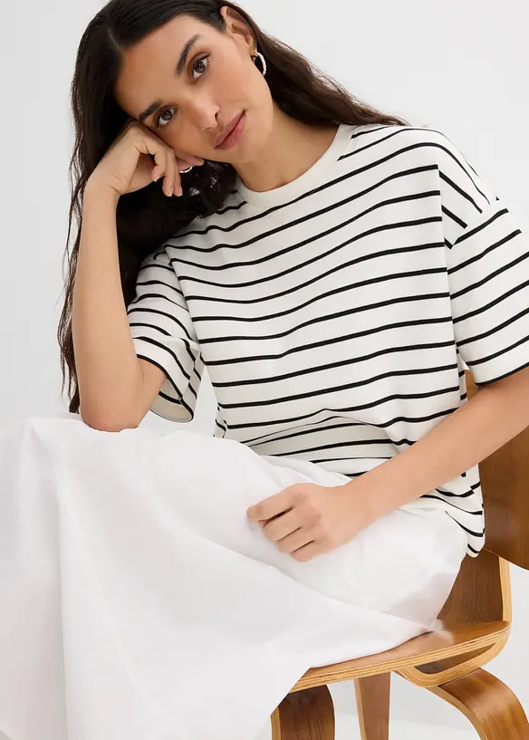 Stripete topp av 100% &oslash;kologisk bomull, bonprix