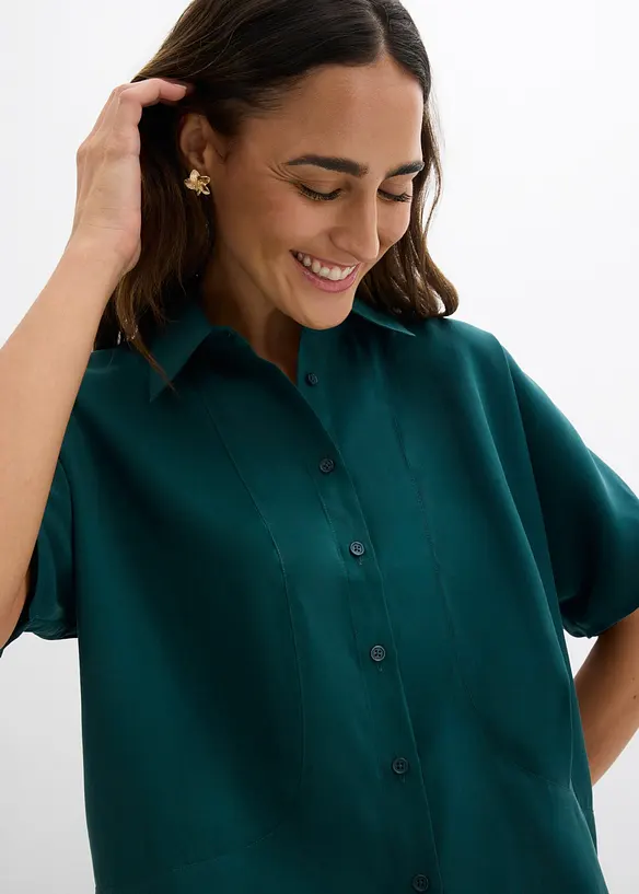 Bluse i viskoseblanding med flaggermusermer, bonprix