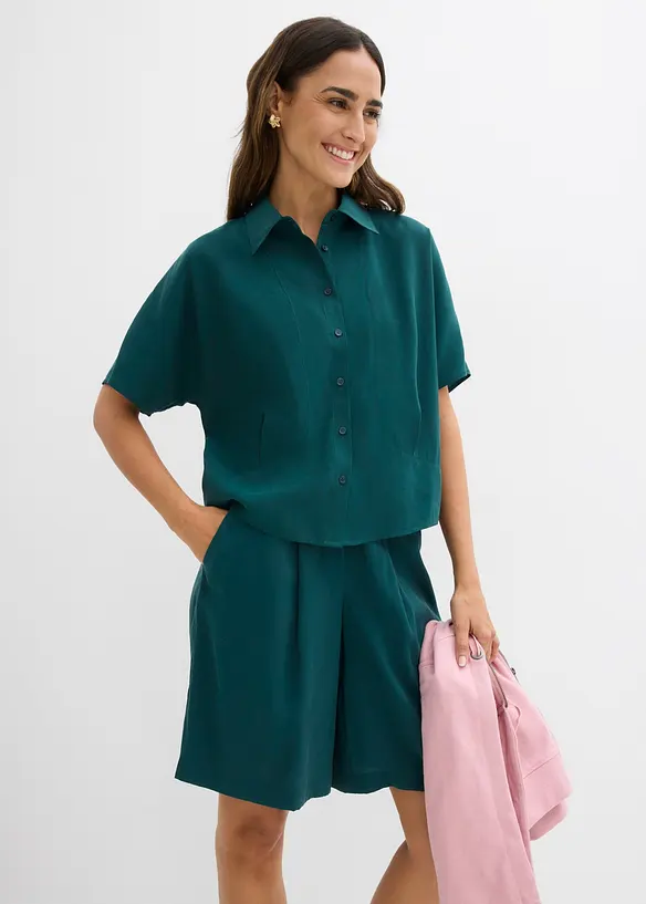 Bluse i viskoseblanding med flaggermusermer, bonprix