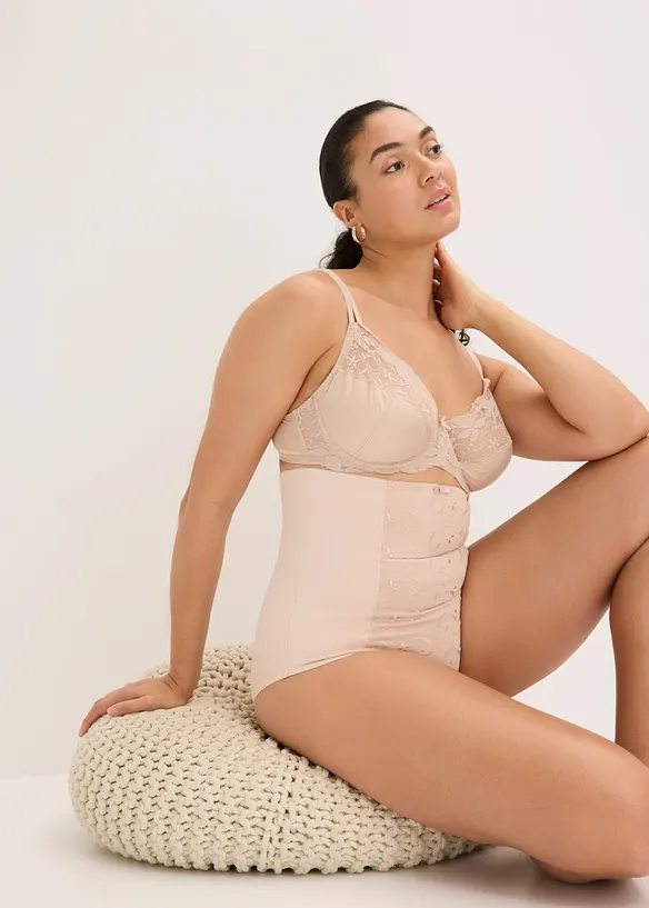 Strong shape High Waist-truse med bomull og broderi, bonprix