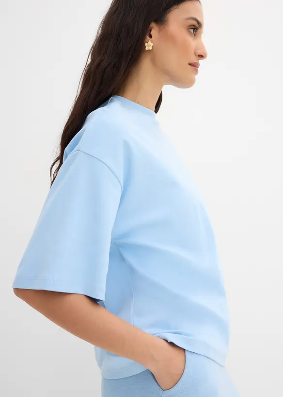 Oversized topp i 100% &oslash;kologisk bomull med asymmetrisk fald, bonprix