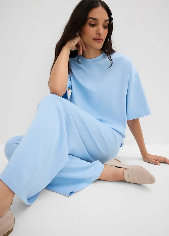 Oversized topp i 100% &oslash;kologisk bomull med asymmetrisk fald, bonprix