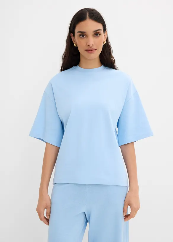 Oversized topp i 100% &oslash;kologisk bomull med asymmetrisk fald, bonprix