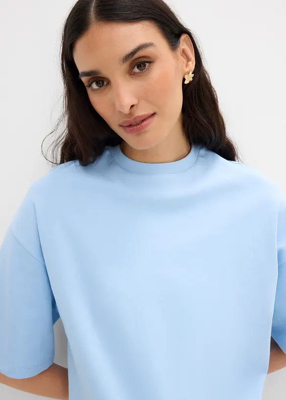 Oversized topp i 100% &oslash;kologisk bomull med asymmetrisk fald, bonprix