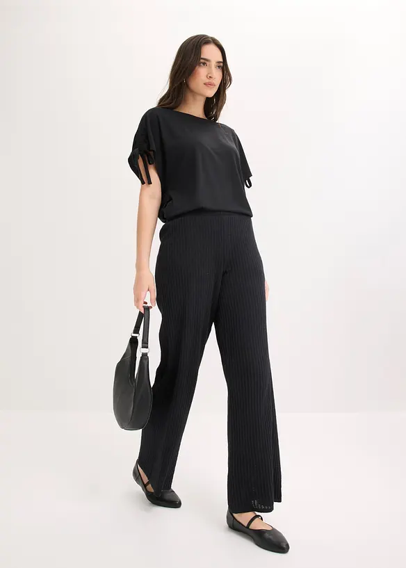 Strikket bukse i lett linmiks, bonprix