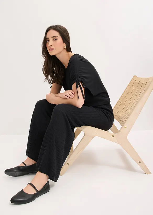 Strikket bukse i lett linmiks, bonprix