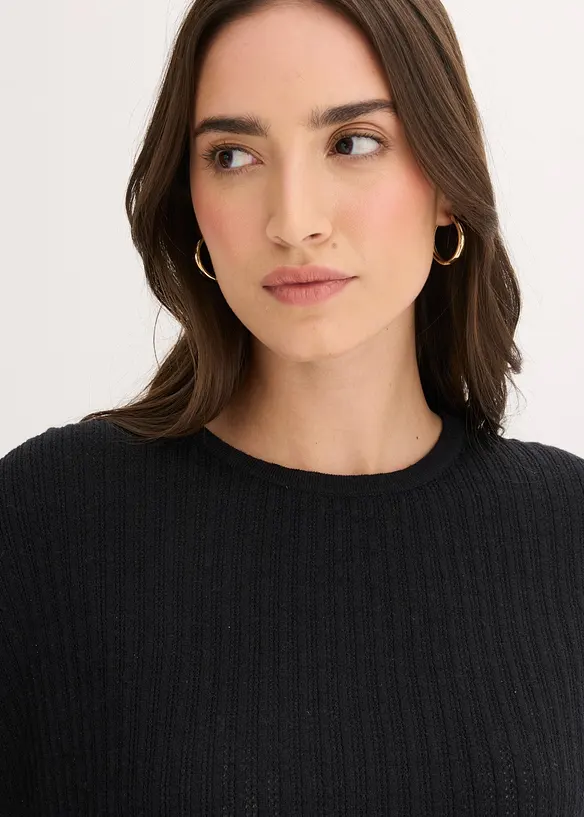 Strikket genser i luftig linmiks, bonprix