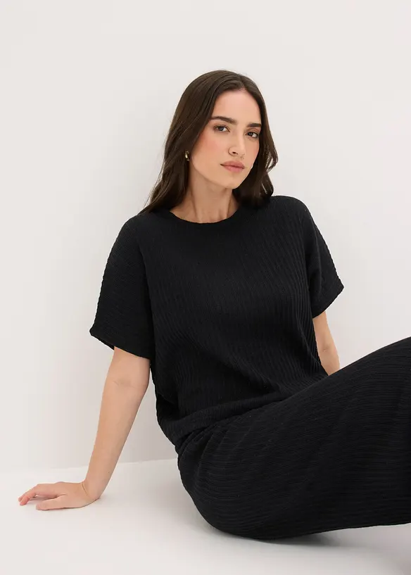 Strikket genser i luftig linmiks, bonprix