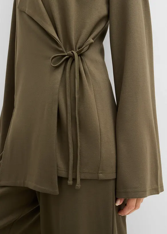 Bluse i viskosemiks med knyteb&aring;nd, bonprix