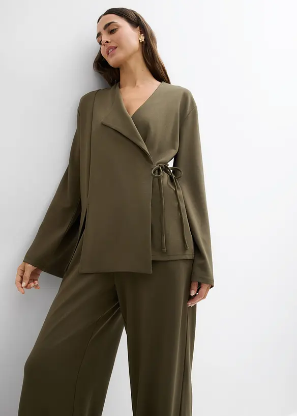 Bluse i viskosemiks med knyteb&aring;nd, bonprix