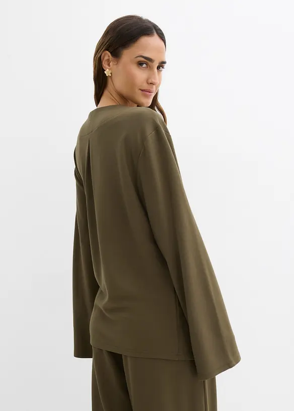 Bluse i viskosemiks med knyteb&aring;nd, bonprix