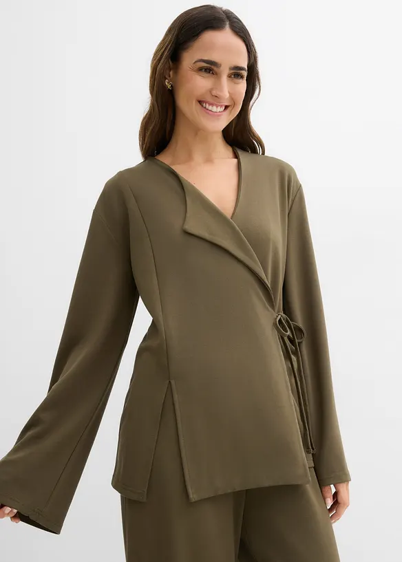 Bluse i viskosemiks med knyteb&aring;nd, bonprix