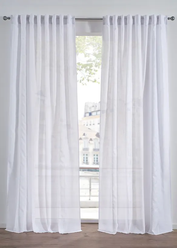 Gardin med broderte striper (1-pack), bonprix