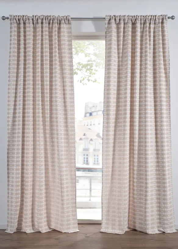 Jacquardvevd gardin i &oslash;kologisk bomull (1-pack), bonprix