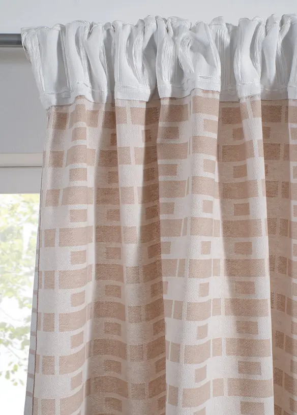 Jacquardvevd gardin i &oslash;kologisk bomull (1-pack), bonprix