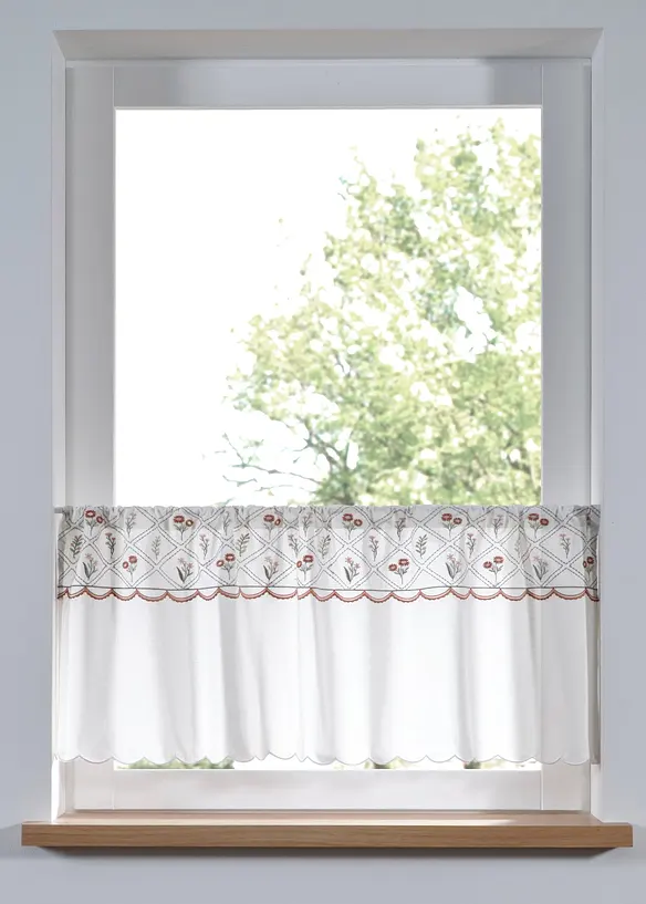 Gardinkappe i &oslash;kologisk bomull med broderi, bonprix