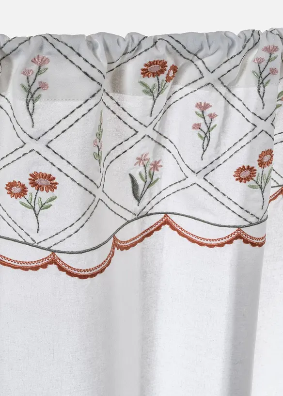 Gardinkappe i &oslash;kologisk bomull med broderi, bonprix
