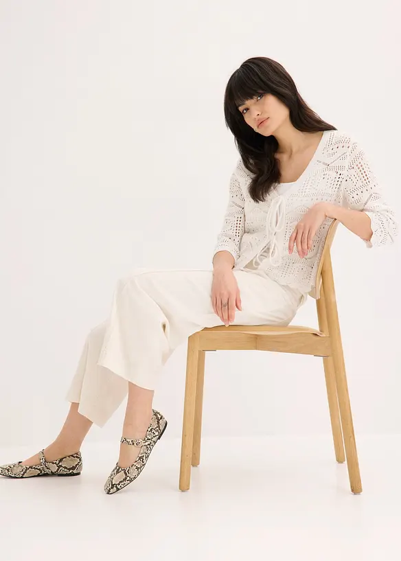 Culotte i lett linblanding med biser, bonprix