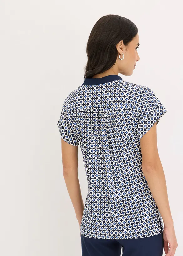 M&oslash;nstret jerseytopp med knapper, bonprix