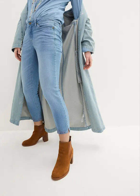 7/8-lang jeans med stretch og splitt, bonprix