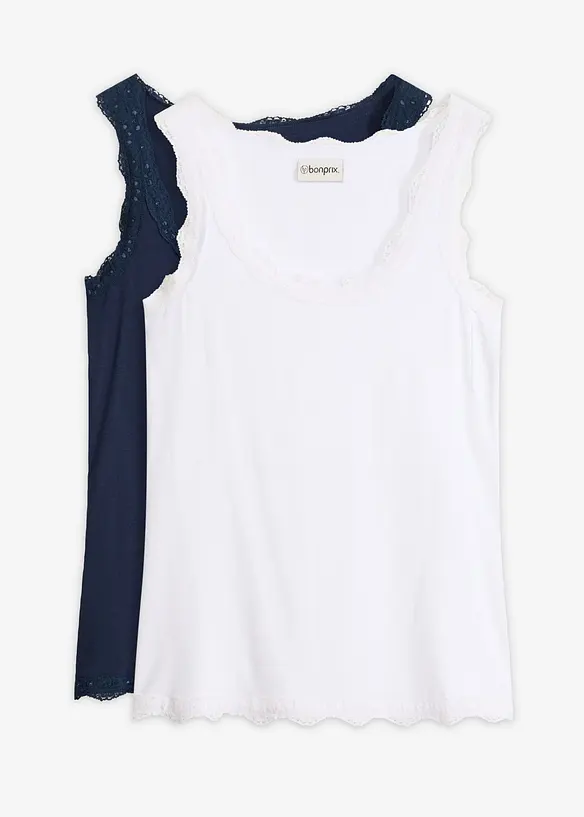 Singlet i myk viskosemiks (2-pack), bonprix