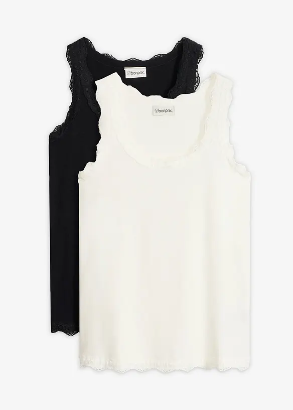 Singlet i myk viskosemiks (2-pack), bonprix