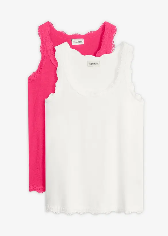 Singlet i myk viskoseblanding (2-pack), bonprix