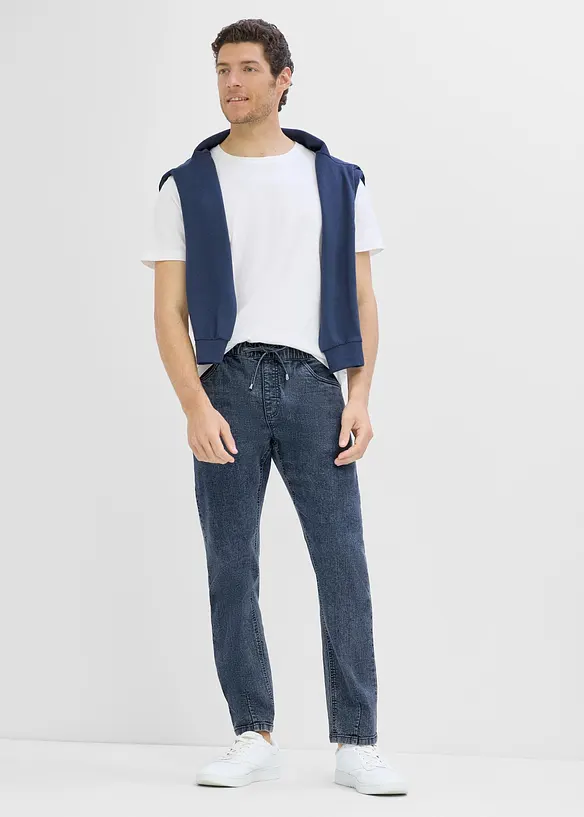 Relaxed fit-pull on-jeans i lett denim, Straight, bonprix