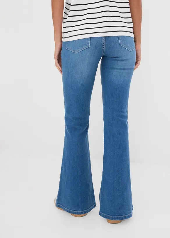 Flared-jeans Mid Waist, &oslash;kologisk bomull, bonprix