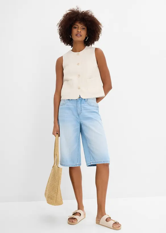 Bermudashorts i denim Mid Waist, bonprix