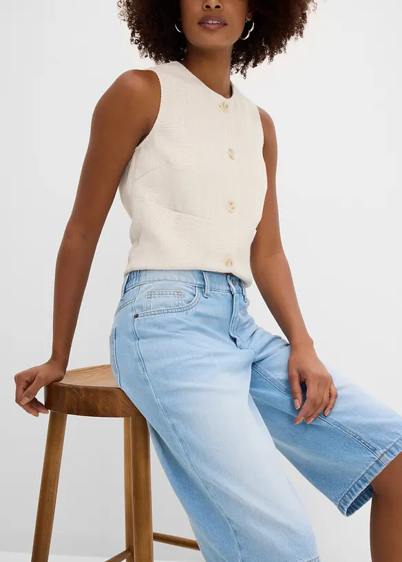 Bermudashorts i denim Mid Waist, bonprix