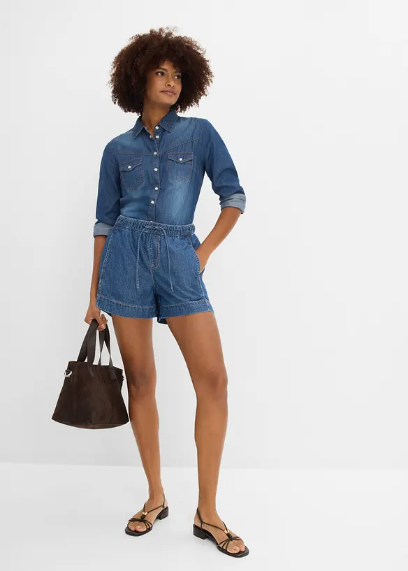 Denimshorts Mid Waist, komfortlinning, bonprix