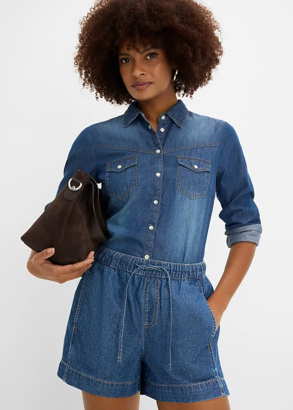 Denimshorts Mid Waist, komfortlinning, bonprix