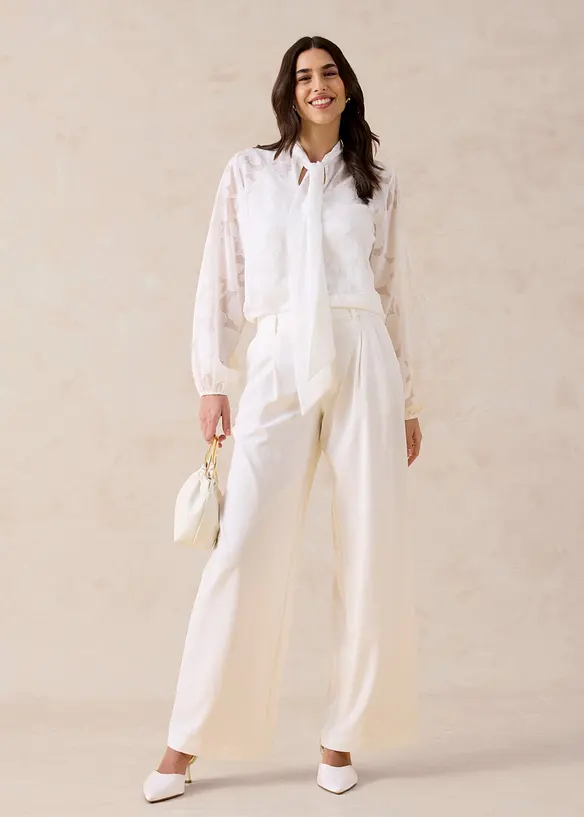 Sl&oslash;yfe-bluse med broderi, bonprix