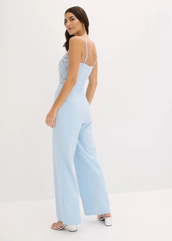 Jumpsuit i strukturert krepp med perlebroderier, bonprix