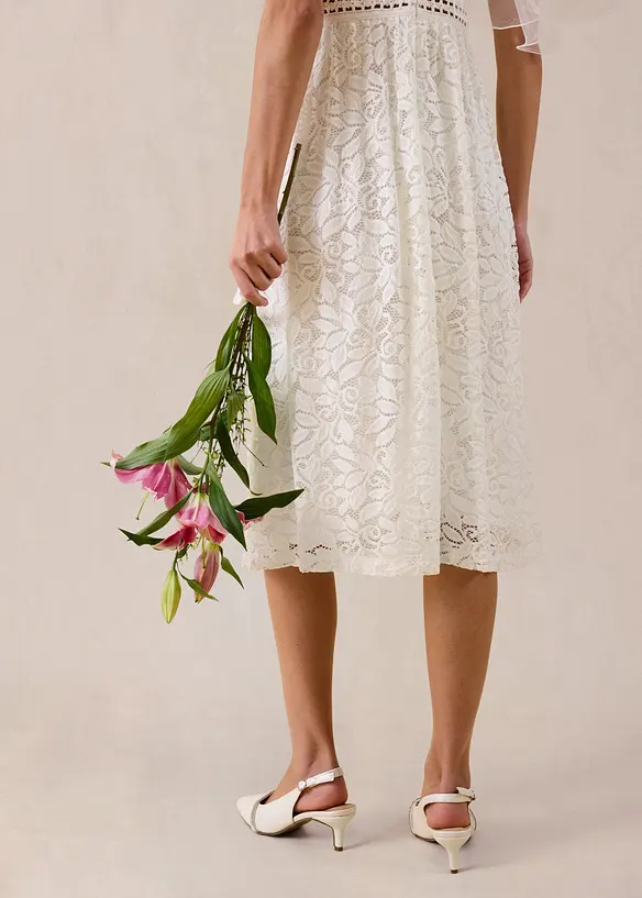 Jerseykjole med heklet innfelling i midjen, bonprix