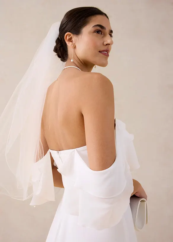 Brudekjole i lett chiffon med drapering, bonprix