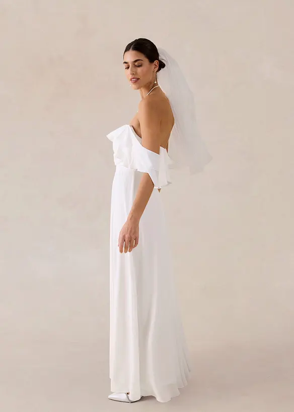 Brudekjole i lett chiffon med drapering, bonprix